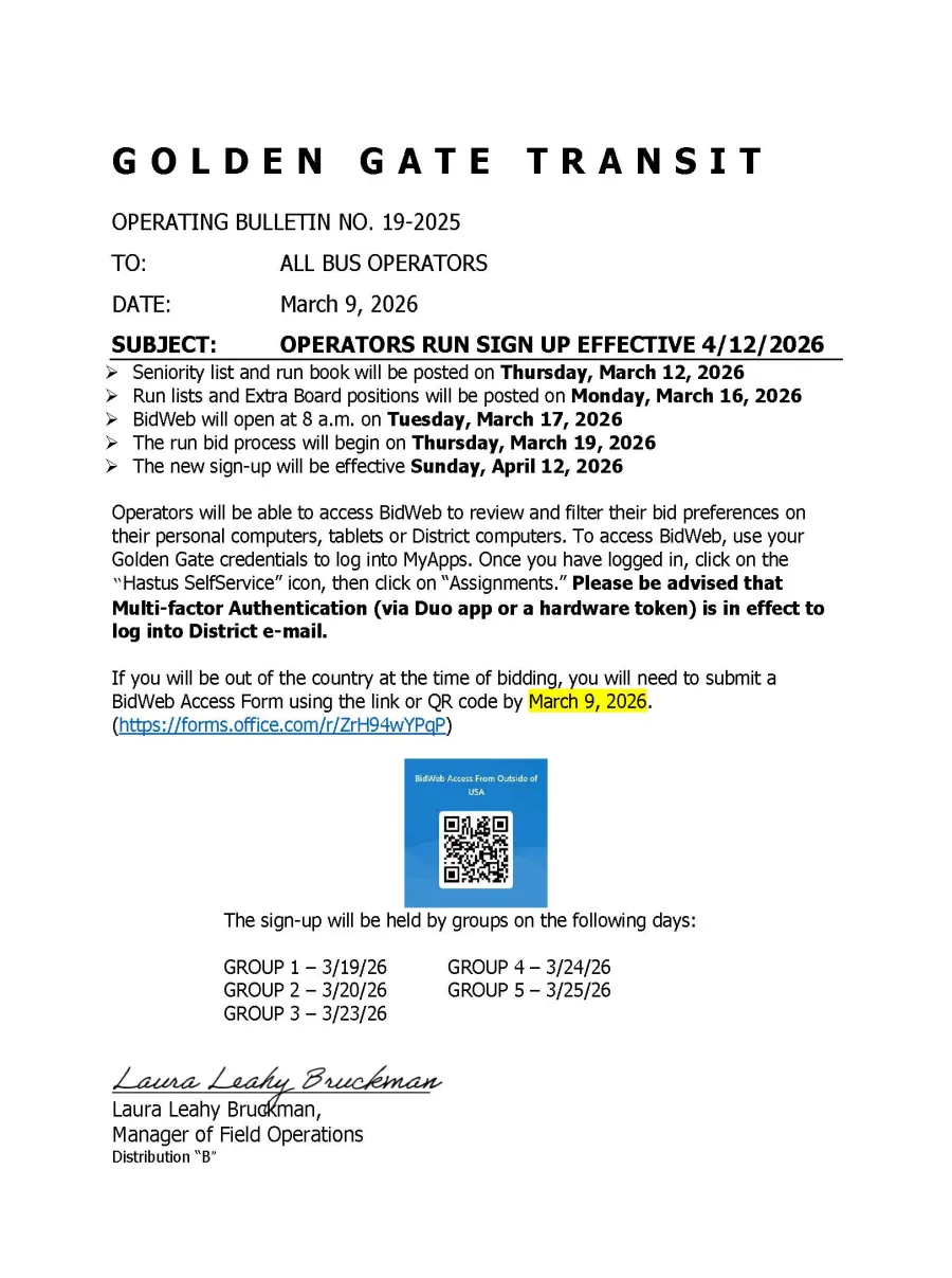 April Shake up bidding dates 